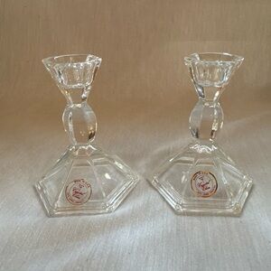 Pair Of Vintage Crystal Clear 24% Lead Crystal Candle Holder Made in Germany
